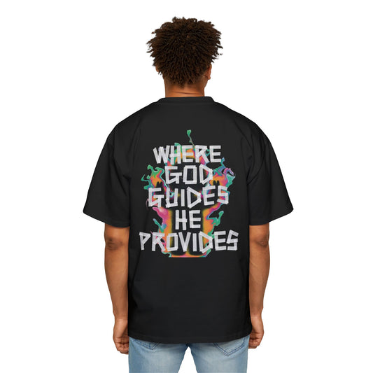 Men's Heavy Oversized Tee - Faith-Inspired Graphic