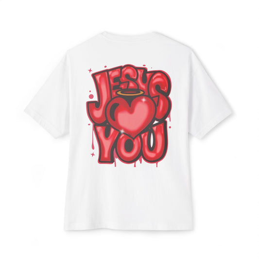 Oversized Boxy Tee - Jesus Loves You Graphic T-Shirt